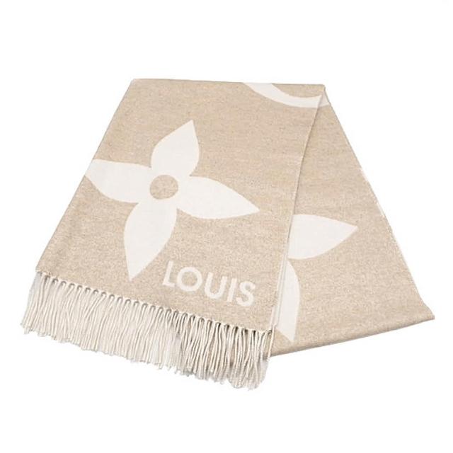 LV LOUIS VUITTON路易威登 M77855 經典 THE ULTIMATE SHINE 金銀線織花羊毛紡絲大披巾