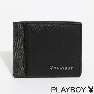 【PLAYBOY】基本短夾附零錢袋 Black Knight系列(黑色)