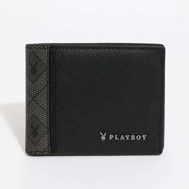 【PLAYBOY】基本短夾附零錢袋  Black Knight系列(黑色)