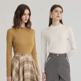 【ILEY 伊蕾】素雅木耳邊羊毛針織上衣(兩色；M-XL；1244375005)