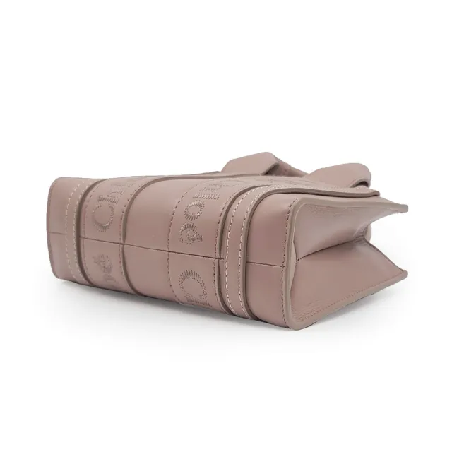 【Chloe’ 蔻依】CHC23UP237I60527 經典WOODY系列牛皮手提斜背MINI托特包(藕粉色)