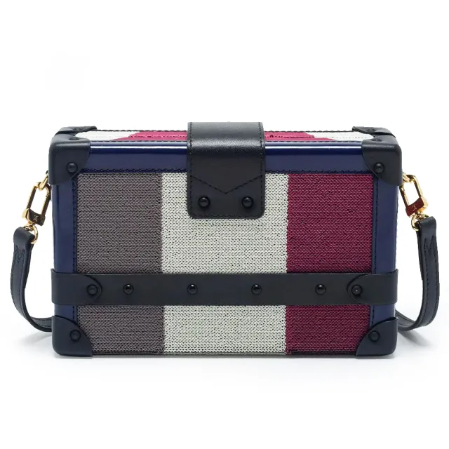 【Louis Vuitton 路易威登】M42120 經典絕版限量款Petite Malle夜鶯亮片斜揹/手拿包(全新展示品-午夜藍)