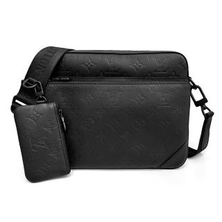 【Louis Vuitton 路易威登】M46602 經典Trio系列Monogram壓花皮革三合一斜背郵差包【entrupy安心購】(黑色)