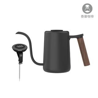 【TIMEMORE 泰摩】魚Youth手沖壺黑色+小T電子溫度計黑色(咖啡手沖壺 304不鏽鋼 咖啡溫度計 數位溫度計)