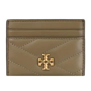 【TORY BURCH】經典雙T LOGO絎縫格紋信用卡名片證件隨身夾(灰棕)