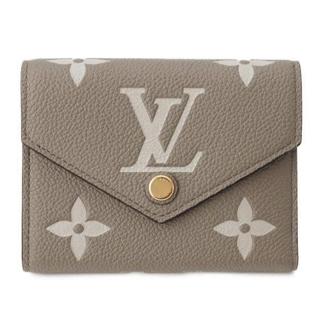 【Louis Vuitton 路易威登】M81861 經典Victorine系列雙色Monogram壓花開釦式三折錢包短夾(米色)