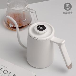 【TIMEMORE 泰摩】魚Pure手沖壺白色+小T電子溫度計白色+日製濾紙01/02各1包(咖啡手沖壺 數位溫度計)