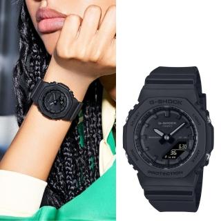 【CASIO 卡西歐】G-SHOCK八角全黑單色雙顯錶(GMA-P2100BB-1A)