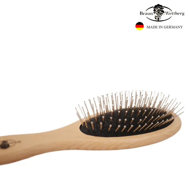 【BRAUN WETTBURG 珀薇】德國製真鋼好不銹鋼圓珠氣墊柔順美髮梳(順髮梳/梳頭造型美容/雙11)