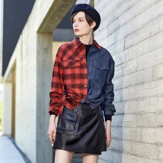 【mia mia】紅格紋牛仔襯衫