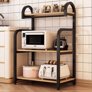 【Easy buy 居家生活】彎管廚房電器收納架-三層款(廚房收納架 層架 鐵架 微波爐架)