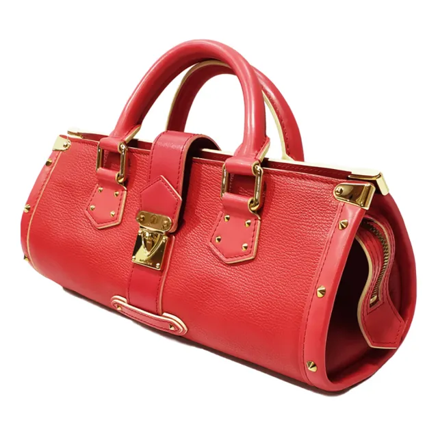 【Louis Vuitton 路易威登】M91853 經典限量Epanoui suhali系列山羊皮鉚釘金色壓釦手提包(展示品-紅色)