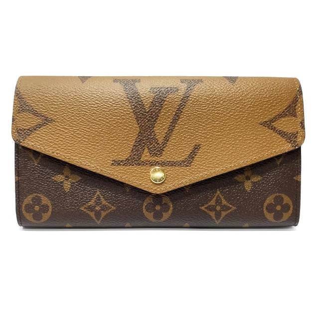 【Louis Vuitton 路易威登】M80726 經典Sarah系列 Reverse Giant帆布雙色信封式掀蓋錢包長夾(雙色)