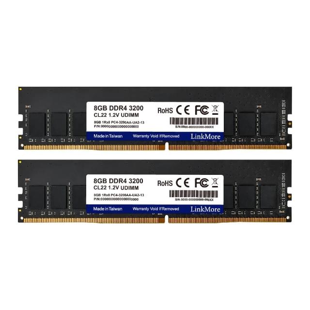 【LinkMore】DDR4 3200 16GB(8GBx2桌上型記憶體 2入組/PC專用)