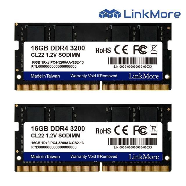 【LinkMore】DDR4 3200 32GB(16GBx2筆記型記憶體 2入組/NB專用)