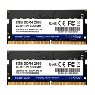 【LinkMore】DDR4 2666 16GB(8GBx2筆記型記憶體 2入組/NB專用)