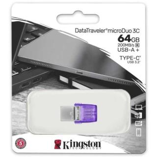 【Kingston 金士頓】DataTraveler MicroDuo 3C 64GB 雙介面 TypeC 隨身碟(USB3.2 Gen1 原廠5年保固)