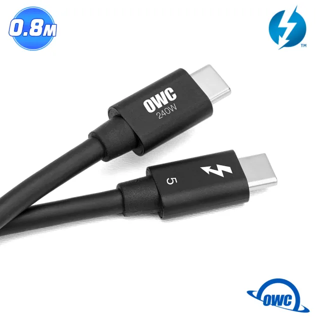 【OWC】Thunderbolt 5 傳輸線 - 0.8M(USB-C 80Gb/s PD240W)