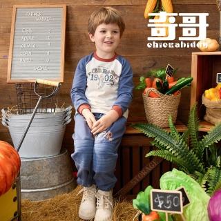 【奇哥】比得兔 男童裝 比得農場撞色棒球大學T恤/上衣(6-8歲)