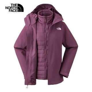 【The North Face 官方旗艦】北面女款紫色DryVent防水透氣鋪棉內裡三合一外套｜5B1X1NI