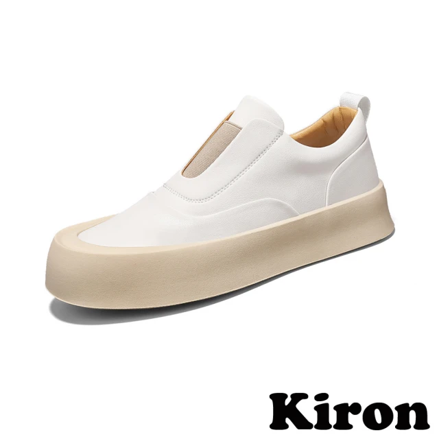 Kiron 厚底樂福鞋/個性復古潮流厚底懶人樂福鞋-男鞋(米)