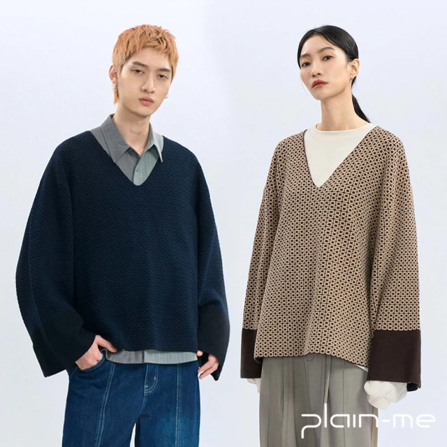 plain-me Knit Sweater V領針織衫 CRV0316-242(男款/女款 共2色 長袖 休閒上衣)