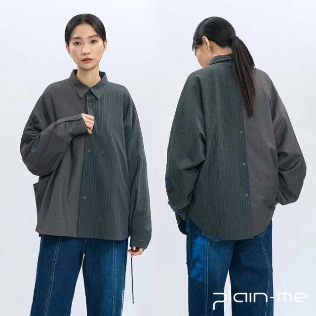 plain-me Pinstripe Shirt 西料條紋可拆襯衫 CRV3327-242(男款/女款 共3色 長袖 休閒上衣 襯衫)