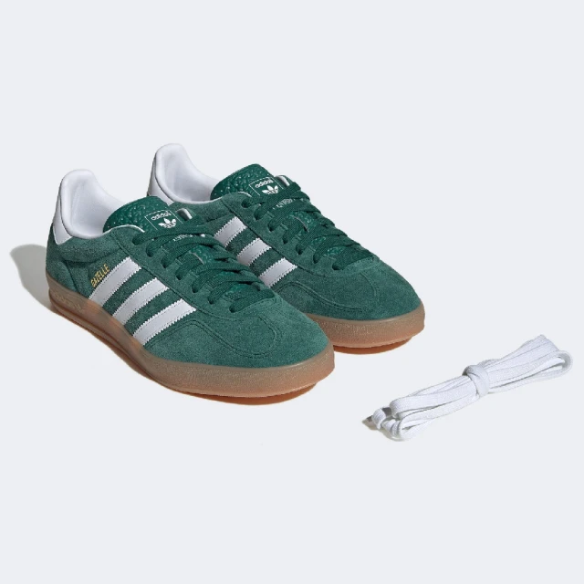 adidas 愛迪達 德訓鞋 Gazelle Indoor 男鞋 女鞋 綠 白 復古 麂皮 休閒鞋 愛迪達(JI2062)