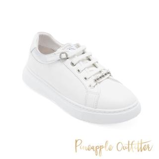 【Pineapple Outfitter】CADELL 單排珍珠飾真皮小白鞋(白色)