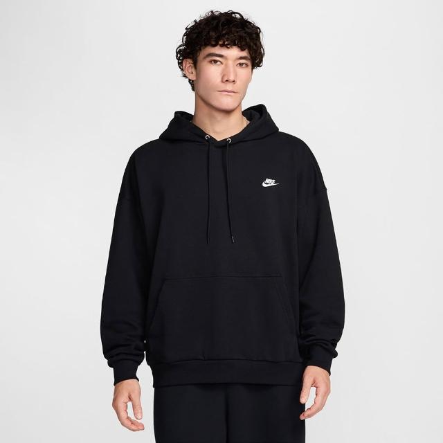 【NIKE 耐吉】長袖上衣 男款 帽T 運動 毛圈布 AS M NK CLUB FT OVERSIZED PO H 黑 HJ1817-010(2S4024)