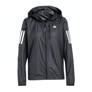 【adidas 愛迪達】OTR B JKT 女 連帽 外套 風衣 運動 慢跑 路跑 訓練 反光 愛迪達 黑銀(IN1576)