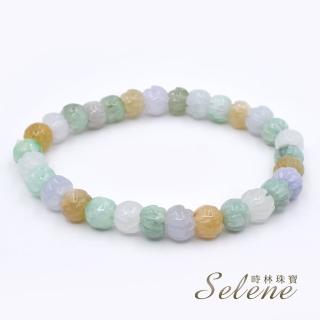 【Selene】蓮花三彩翡翠手鍊(A貨翡翠)
