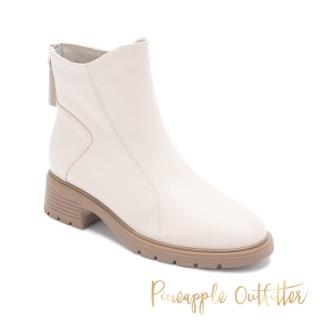 【Pineapple Outfitter】BEPPE 設計線條切口低跟短靴(白色)