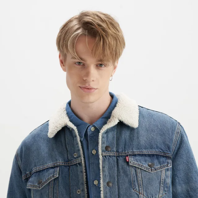 【LEVIS】男款 牛仔外套/Type3修身版型/Sherpa棉花絨/中藍基本款 熱賣單品 16365-0128