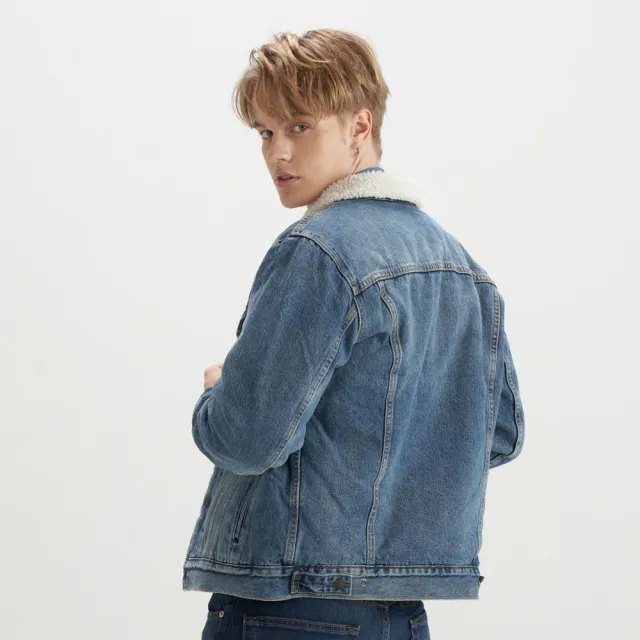 【LEVIS】男款 牛仔外套/Type3修身版型/Sherpa棉花絨/中藍基本款 熱賣單品 16365-0128