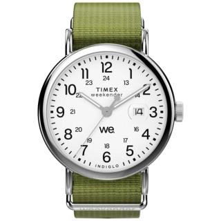 【TIMEX】天美時 週末系列 每天都是休假日 40毫米休閒風格手錶 白x綠 TXTW2W86000