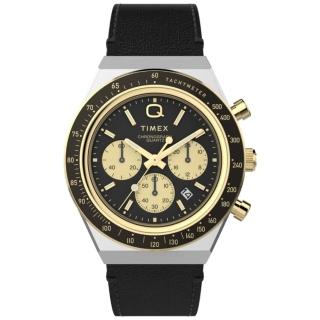 【TIMEX】天美時 QTimex 40毫米 潛水風格設計 秒錶皮革腕錶 黑黃x黑TXTW2W64300