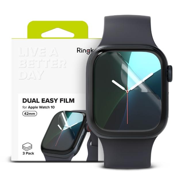 【Rearth】Ringke Apple Watch 10代 42/46mm 抗衝擊螢幕保護貼(三片裝)