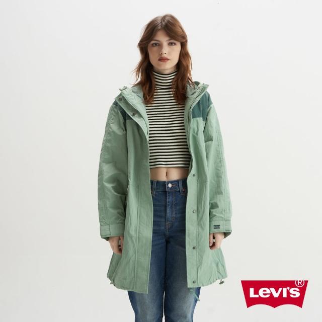 【LEVIS 官方旗艦】女款 長版連帽網眼風衣外套 / 抽繩收縮下擺 熱賣單品 A5866-0001