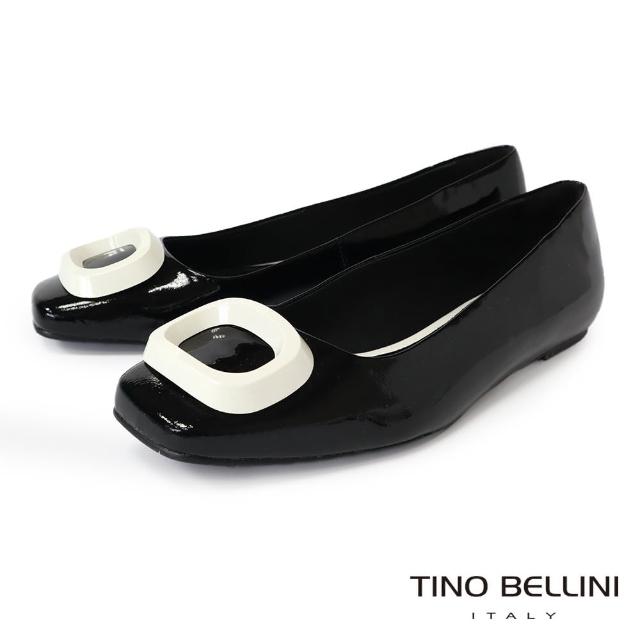 【TINO BELLINI 貝里尼】飾釦娃娃鞋芭蕾舞鞋FSBV020-1(黑色)