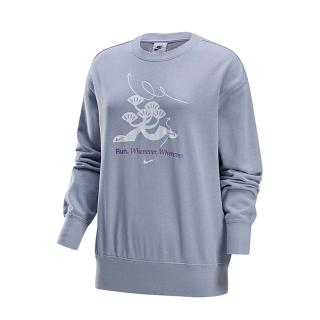 【NIKE 耐吉】長袖上衣 女款 運動 超寬鬆 AS W NSW PHNX FLC OS CREW GCEL 灰 HQ4737-012