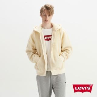 【LEVIS 官方旗艦】男款 寬鬆版連帽外套 / 大口袋設計 / 暖身鋪毛 / 牛奶白 熱賣單品 A5812-0001