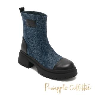 【Pineapple Outfitter】BESNIK 拚色厚底牛仔套穿靴(深藍色) 出清品