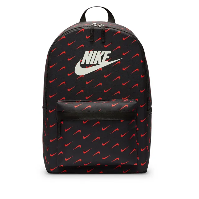 【NIKE 耐吉】後背包 書包 運動包 大容量 NK HERITAGE BKPK - SWOOSH DROP 黑紅 HF6995-010