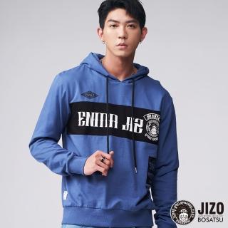 【BLUE WAY】男裝 剪接黑元素LOGO連帽 長袖 上衣-地藏小王