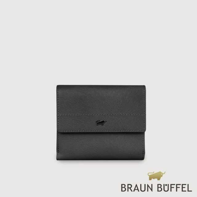 BRAUN BUFFEL 德國小金牛 台灣總代理 依雅娜 8卡兩折短夾-黑色(BF853-404-BK)