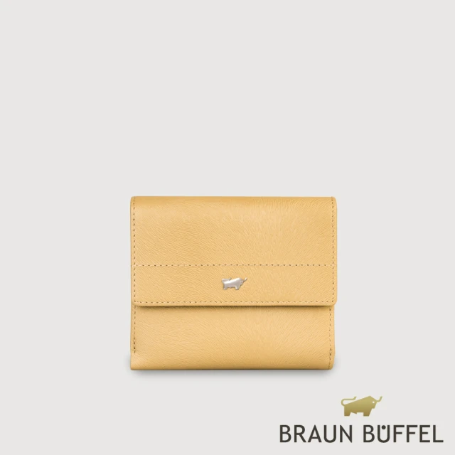 BRAUN BUFFEL 德國小金牛 台灣總代理 依雅娜 8卡兩折短夾-淺棕色(BF853-404-CR)