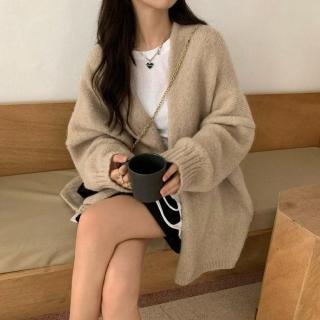 【D.studio】韓版溫柔慵懶寬鬆針織外套(毛衣 針織上衣 長版外套 女裝 衣服 上衣 保暖外套 保暖上衣 J190)