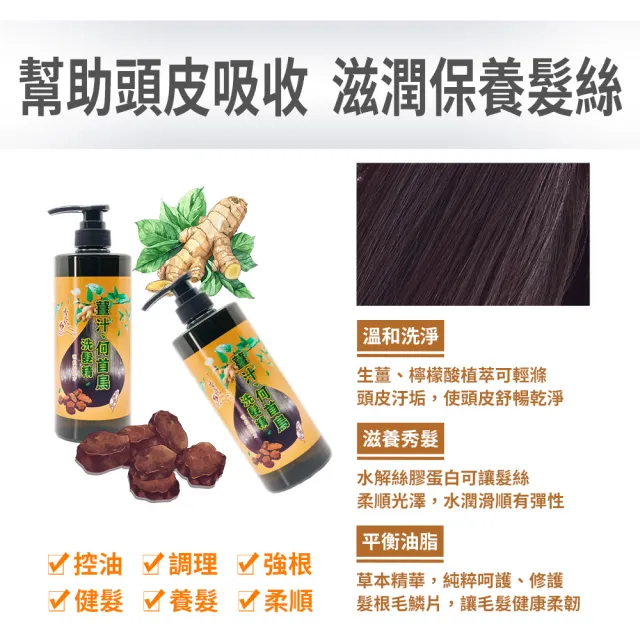 【如意檀香】香氛如意薑汁何首烏洗髮精750ml/瓶X6瓶特價組(草本植物洗髮精)