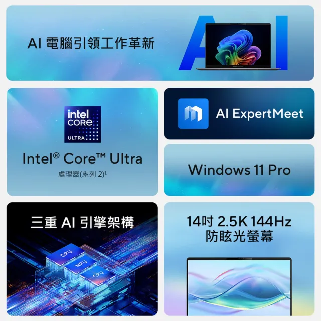 【ASUS】256G固態硬碟組★14吋Ultra 7商用AI筆電(P5405CSA/Ultra 7-258V/32G/1TB SSD/W11P)
